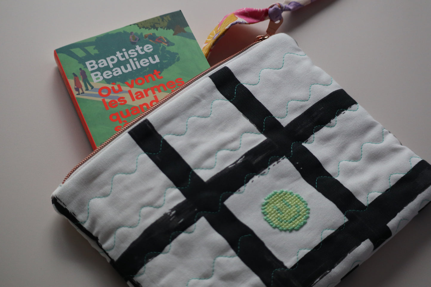 Pochette Smiley brodée